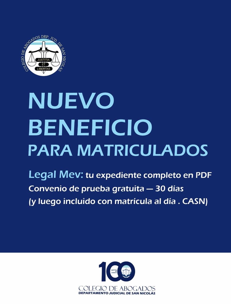 NUEVO BENEFICIO PARA MATRICULADOS