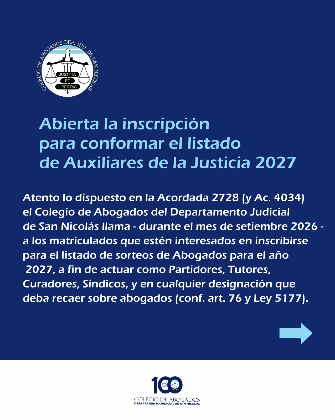 INSCRIPCIÓN ABIERTA | AUXILIARES DE LA JUSTICIA 2027