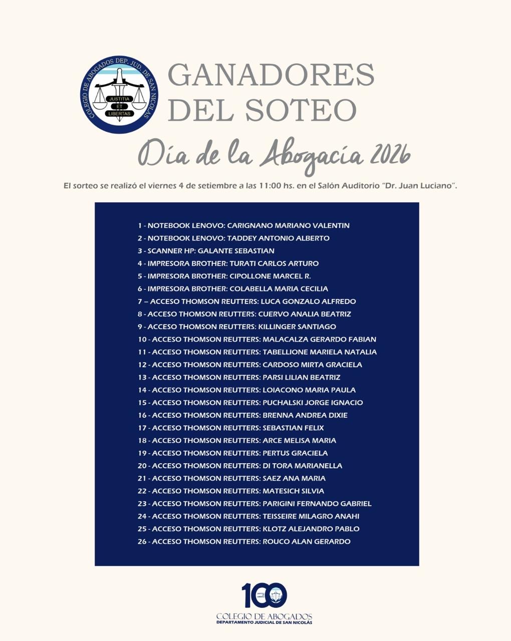 GANADORES DEL SORTEO | DÍA DE LA ABOGACÍA 2026