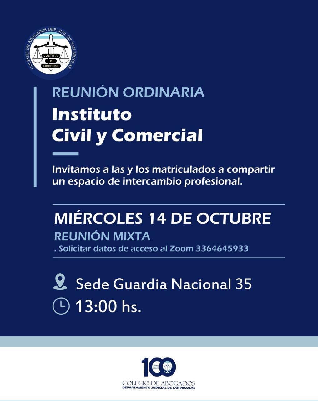 Reunión Ordinaria | Instituto Civil y Comercial 14/10