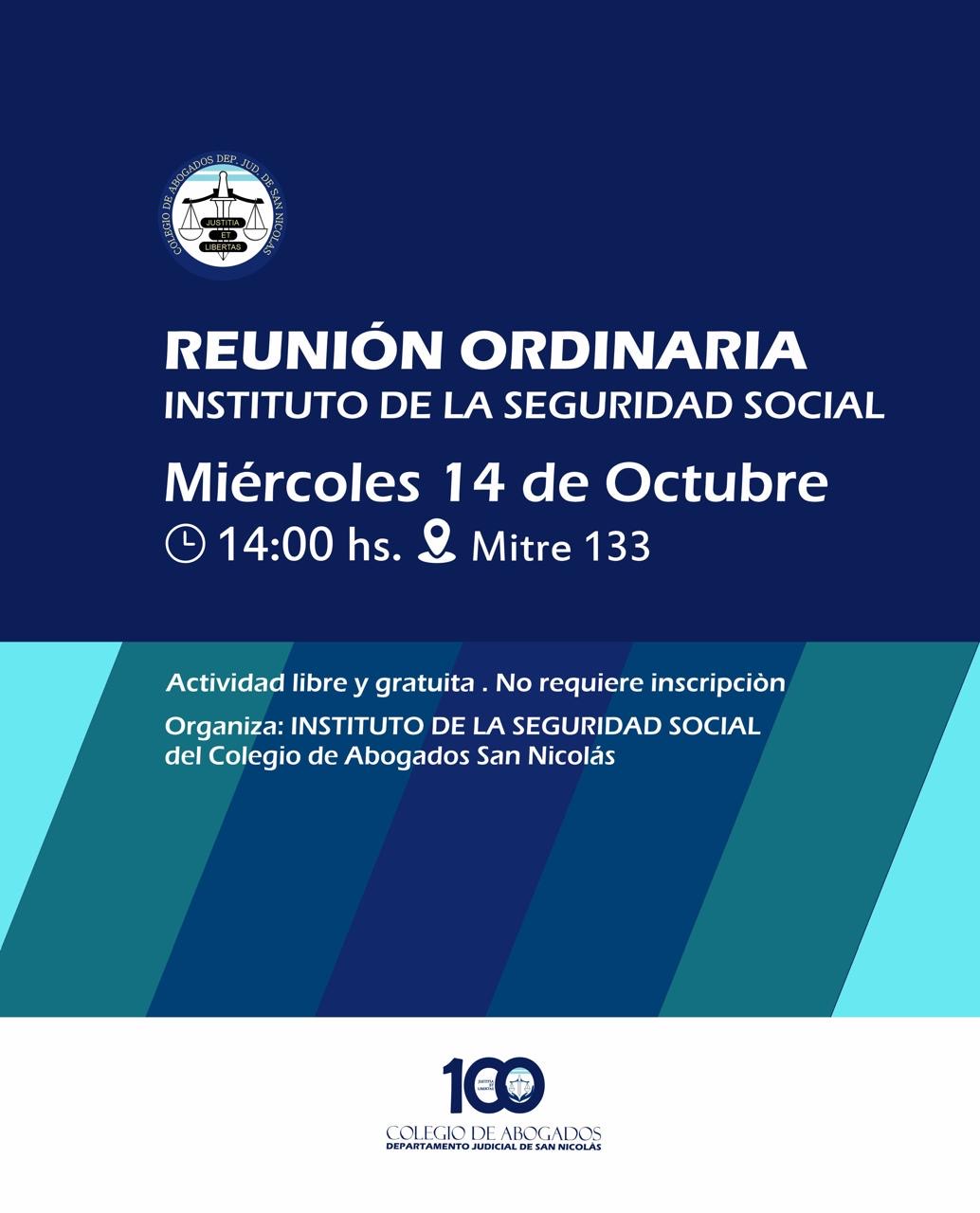 REUNIÓN ORDINARIA | INSTITUTO DE LA SEGURIDAD SOCIAL 14/10
